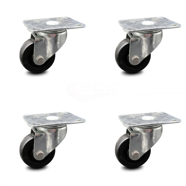 3 Inch Swivel Top Plate Caster with Polyolefin Wheel, 4PK